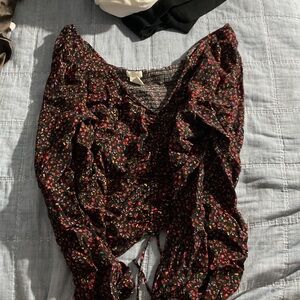 H&M Black Floral Top